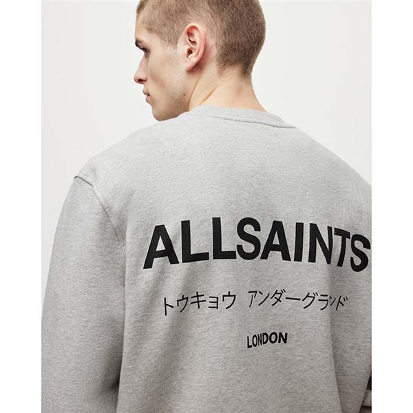 Allsaints Australia Mens Underground Oversized Crew Sweatshirt Grey AU15-467